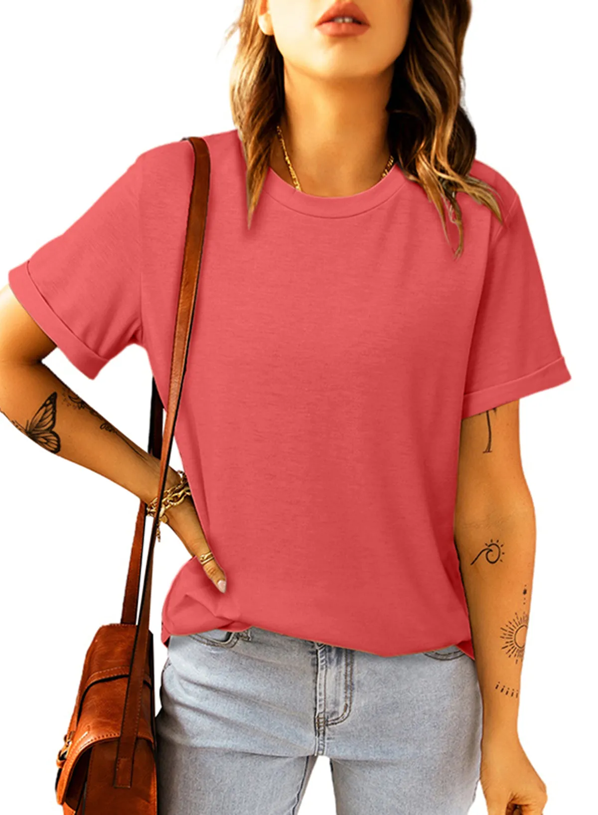 Blank Apparel - Khaki Solid Color Crew Neck Tee Customized