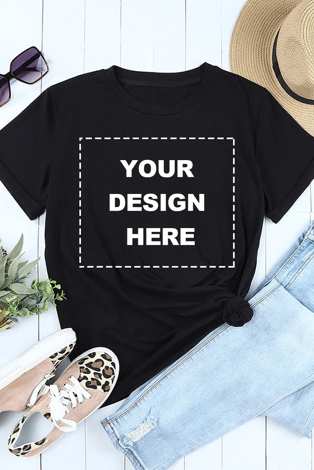 Blank Apparel - Khaki Solid Color Crew Neck Tee Customized