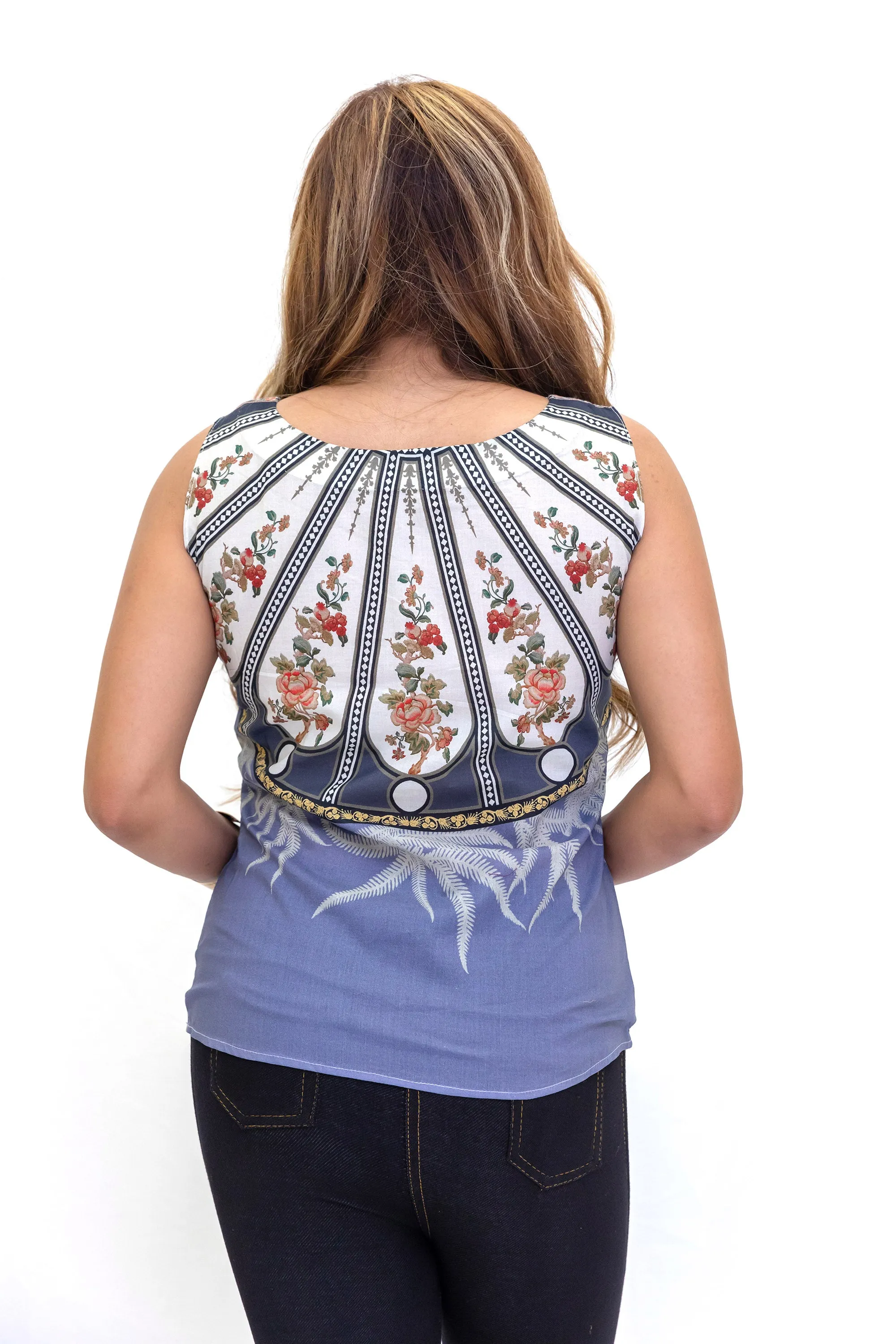 Blue Cotton Print Design Shirt