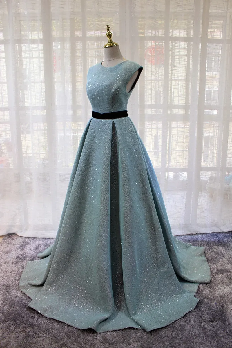 Blue Round Neckline A-line Party Dress , Gorgeous Formal Dress