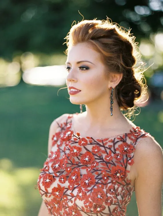Blush Wedding Dress with Handmade Floral