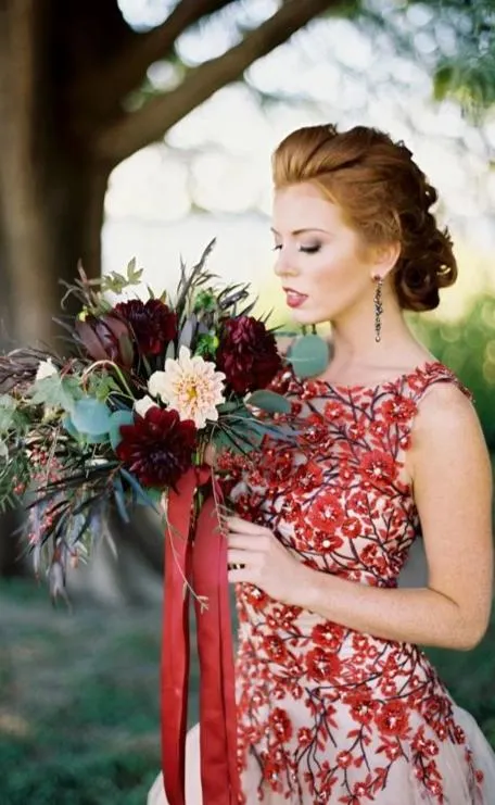 Blush Wedding Dress with Handmade Floral