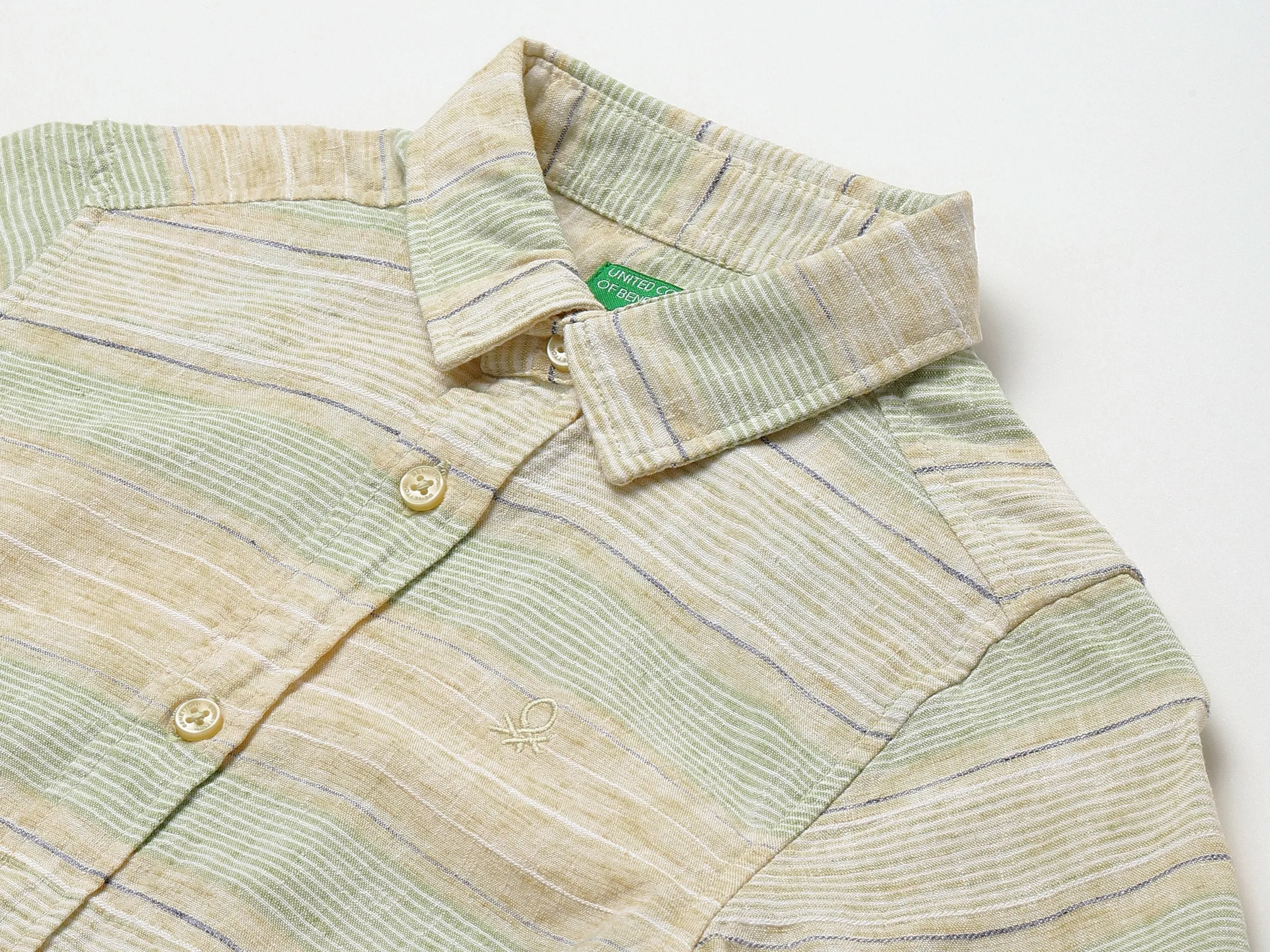 Boys Yellow Striped Spread Collar Shirt