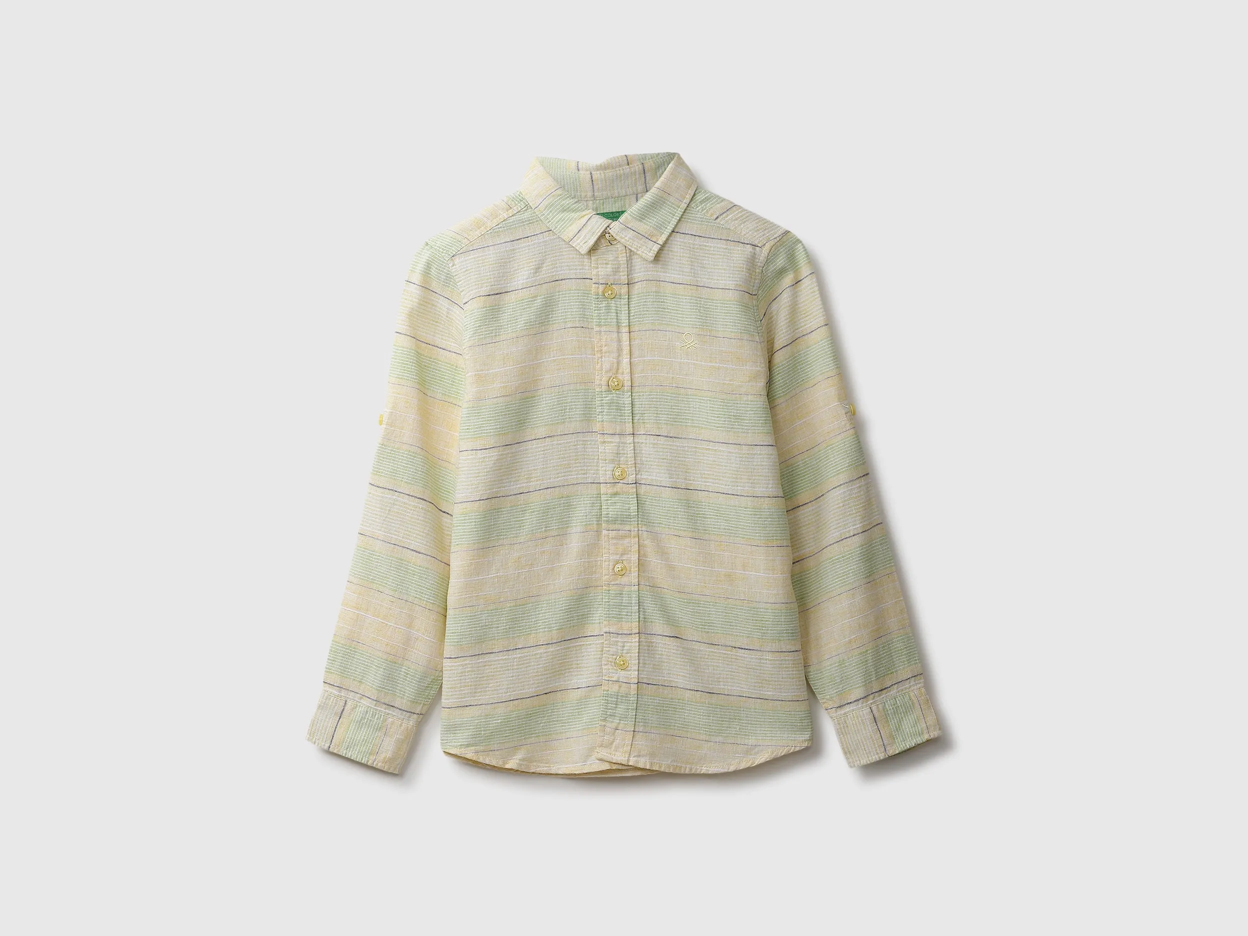 Boys Yellow Striped Spread Collar Shirt