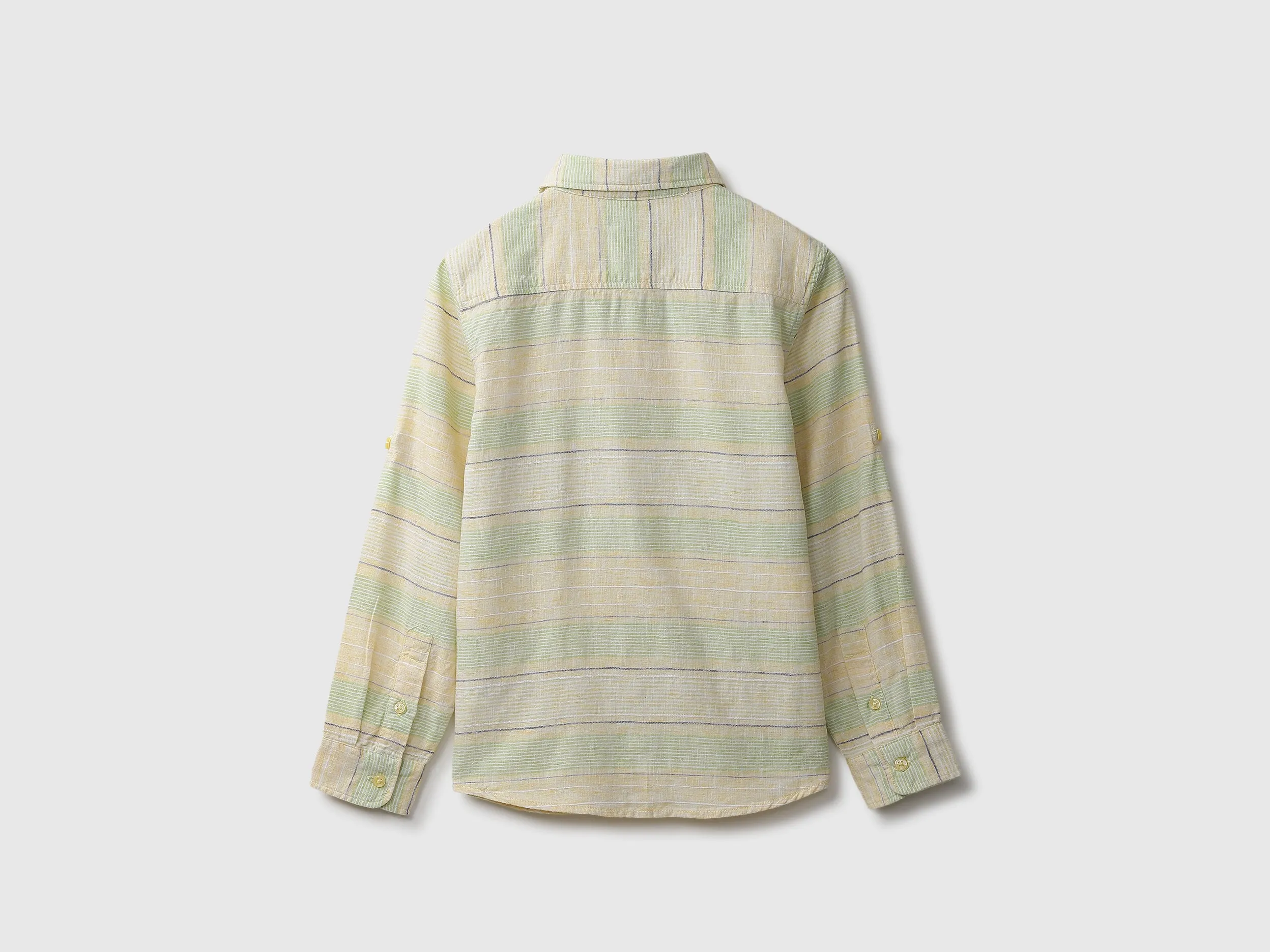 Boys Yellow Striped Spread Collar Shirt