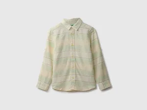 Boys Yellow Striped Spread Collar Shirt