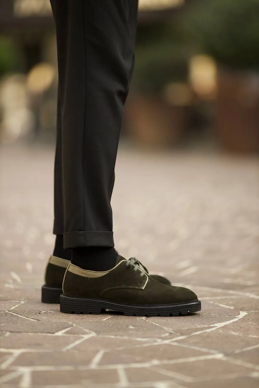 Brabion Aldo Suede Leather Khaki Shoes