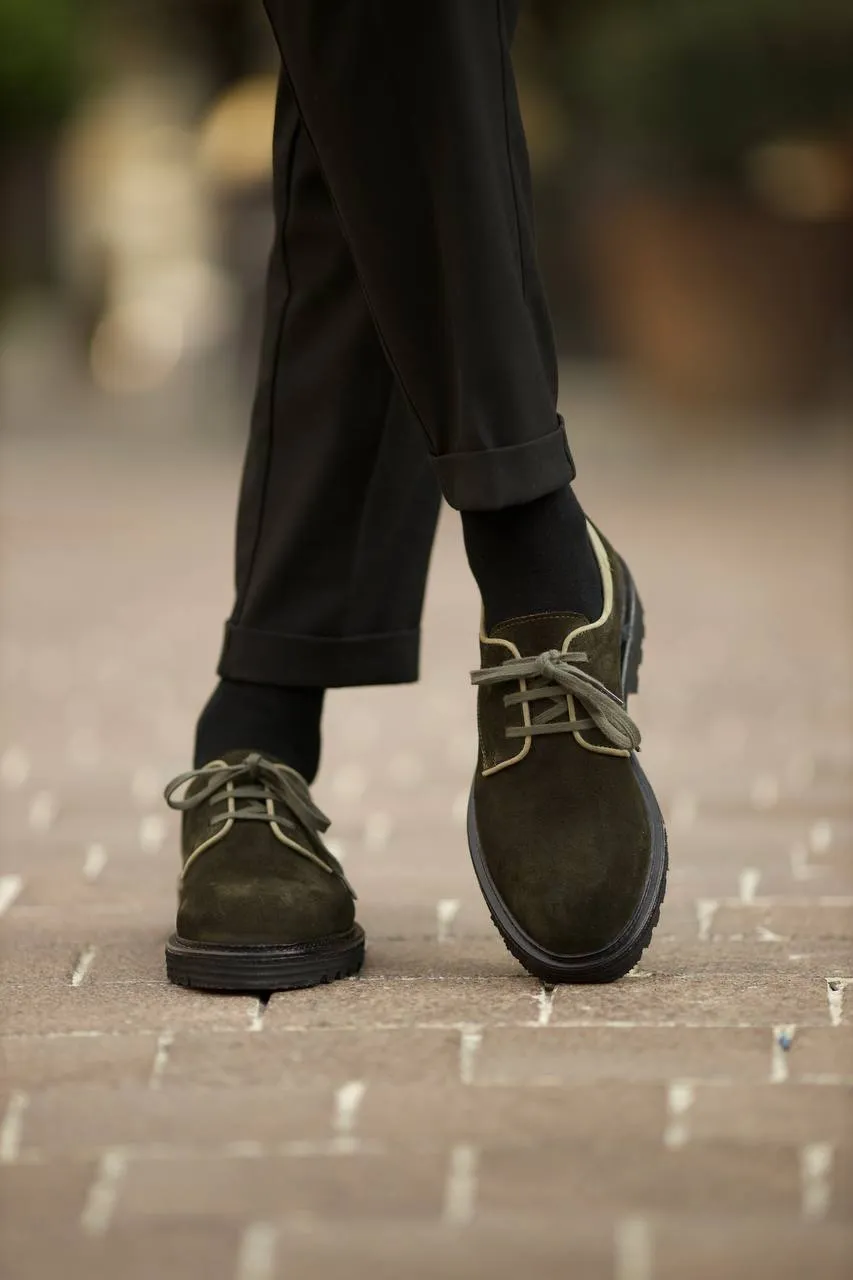 Brabion Aldo Suede Leather Khaki Shoes