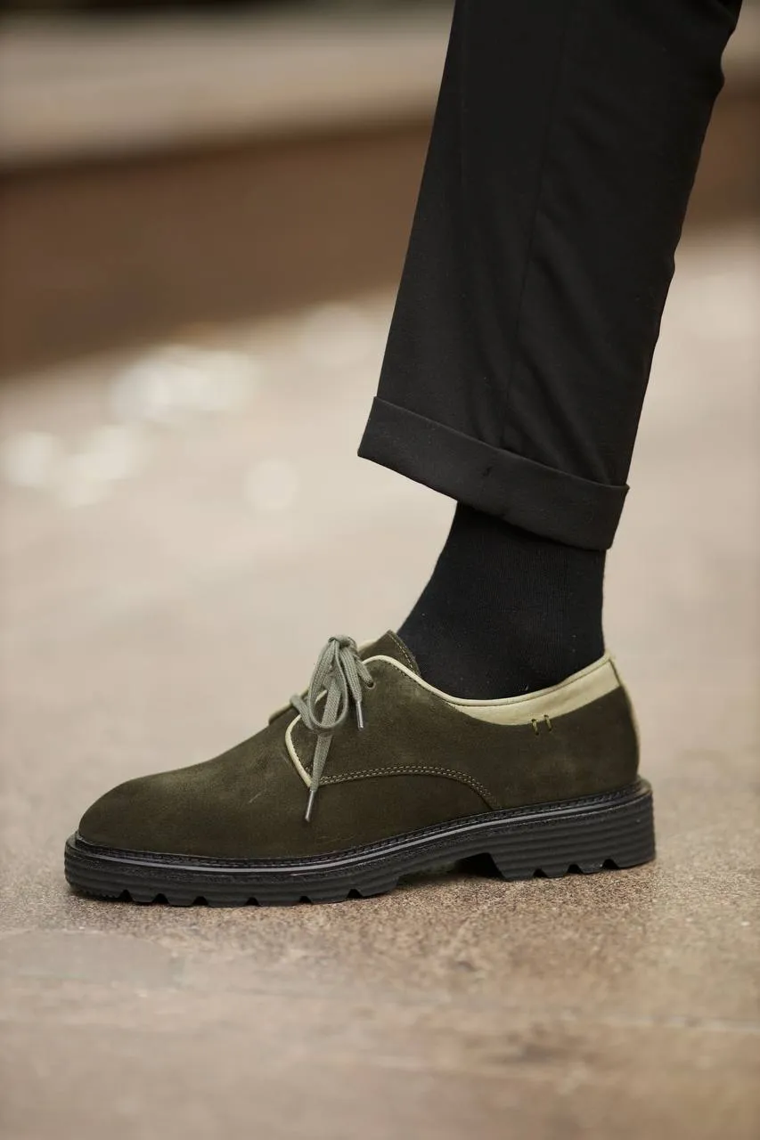Brabion Aldo Suede Leather Khaki Shoes