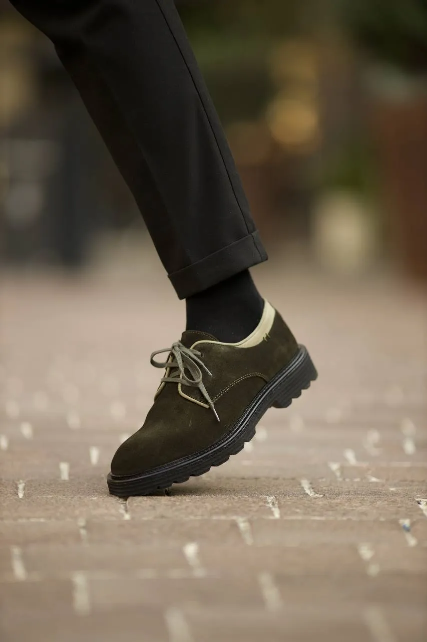 Brabion Aldo Suede Leather Khaki Shoes
