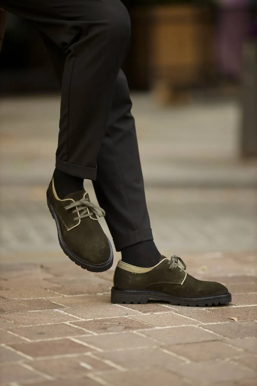 Brabion Aldo Suede Leather Khaki Shoes