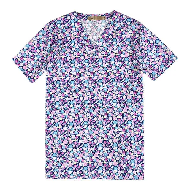 Breathable Cartoon Print Surgical V-Neck Nursing Scrub Tops - Unisex