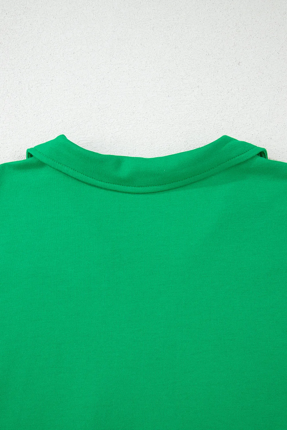 Bright Green Short Sleeve Turn-Down Collar Plus Size Blouse