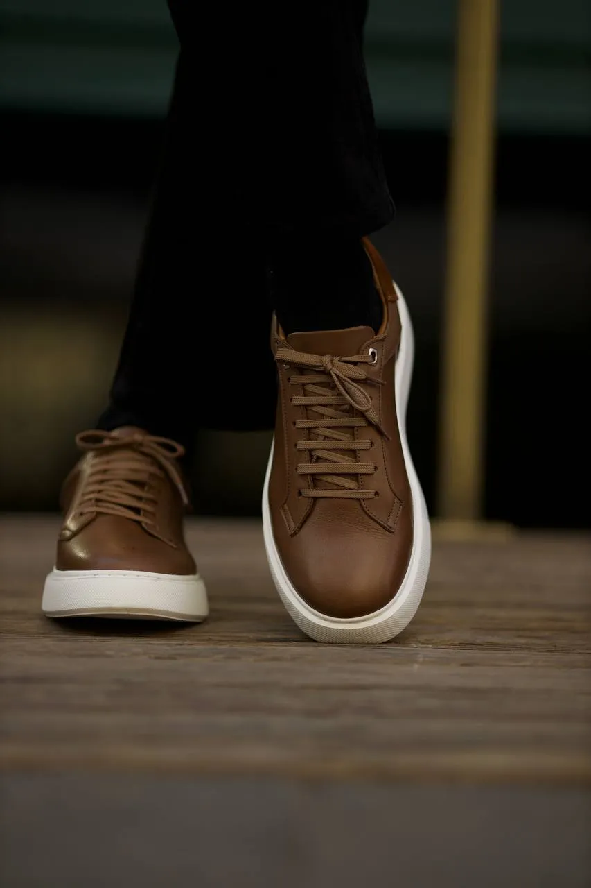 Brown Men's Leather Sneakers