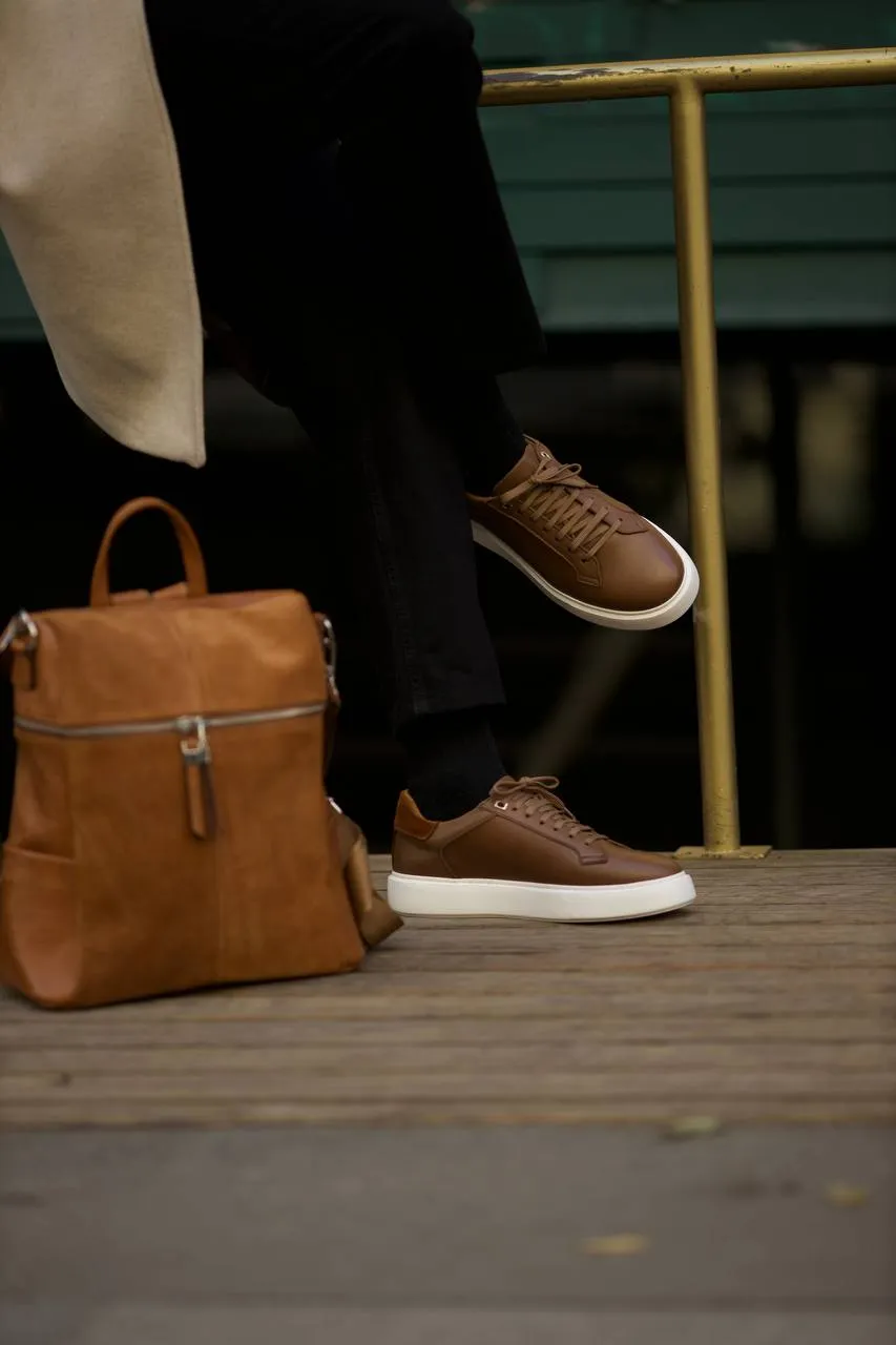 Brown Men's Leather Sneakers