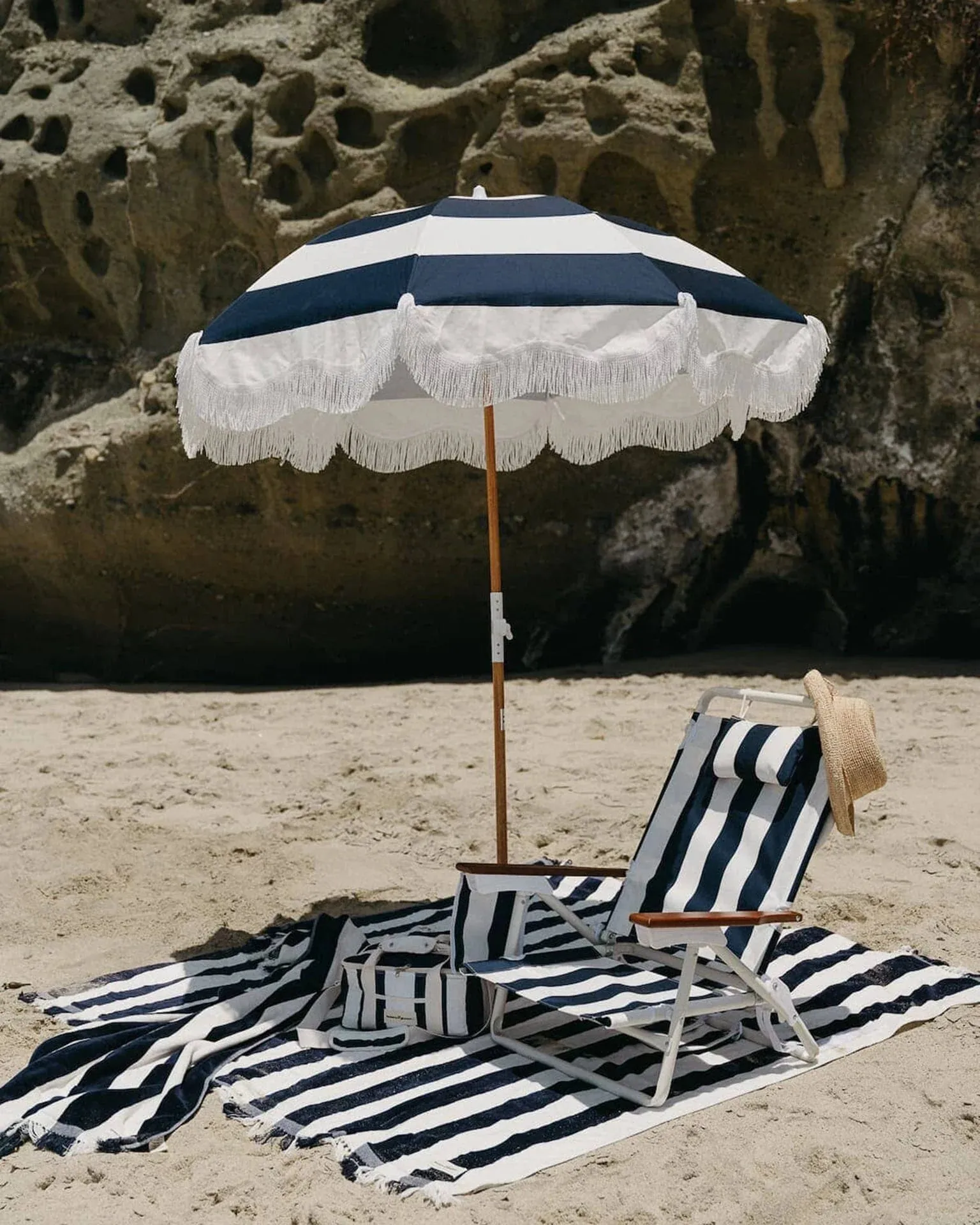 Business & Pleasure - Holiday Beach Blanket - Navy Capri Stripe
