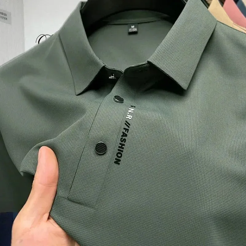 Business Casual Solid Breathable Polo Shirt for Summer