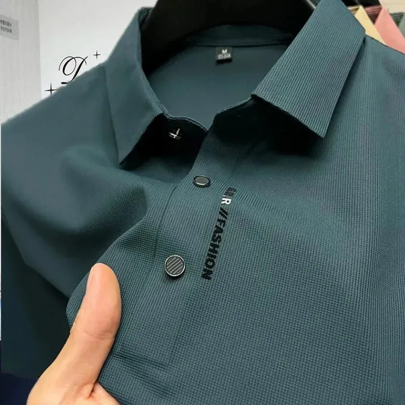 Business Casual Solid Breathable Polo Shirt for Summer