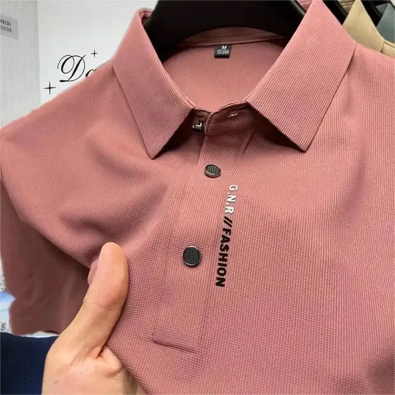 Business Casual Solid Breathable Polo Shirt for Summer