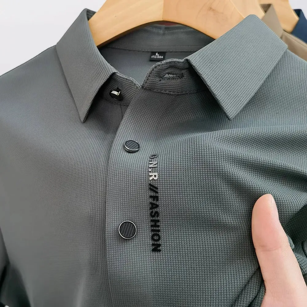 Business Casual Solid Breathable Polo Shirt for Summer