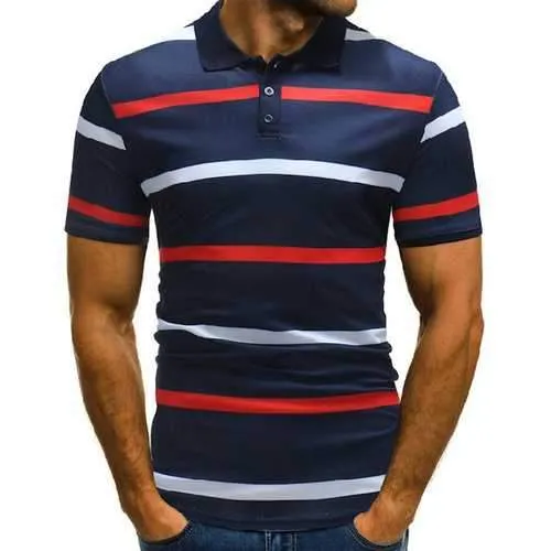 Business Casual Striped Cotton Golf Shirt