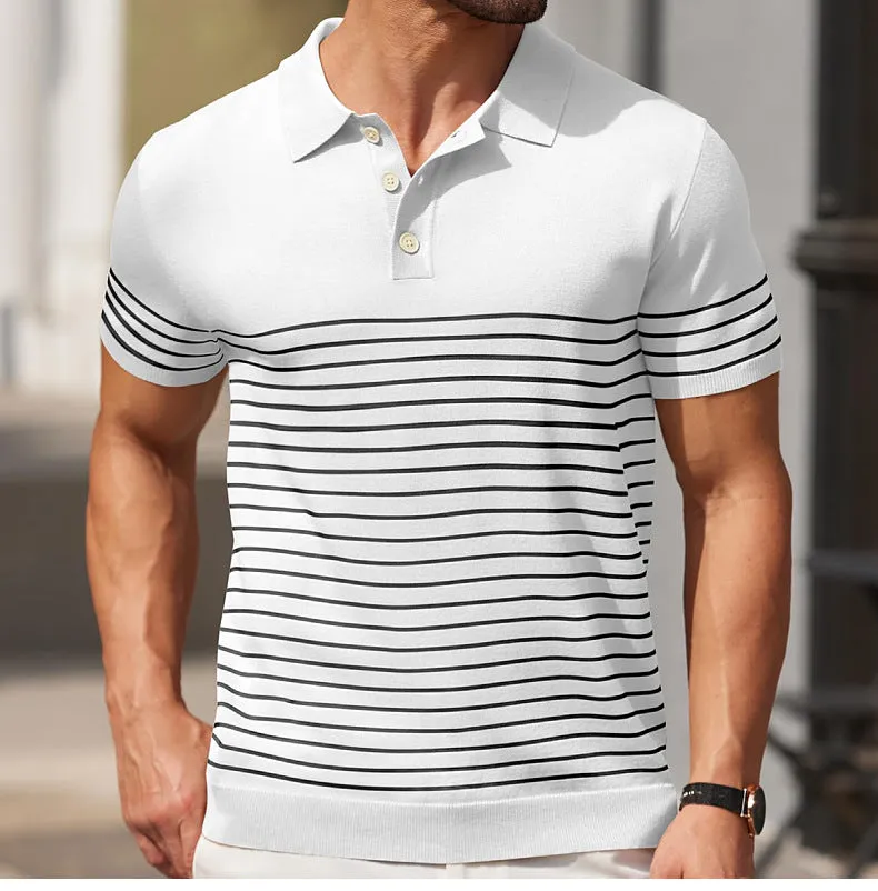 Business stripe fitted polo-D203 | Inspanda