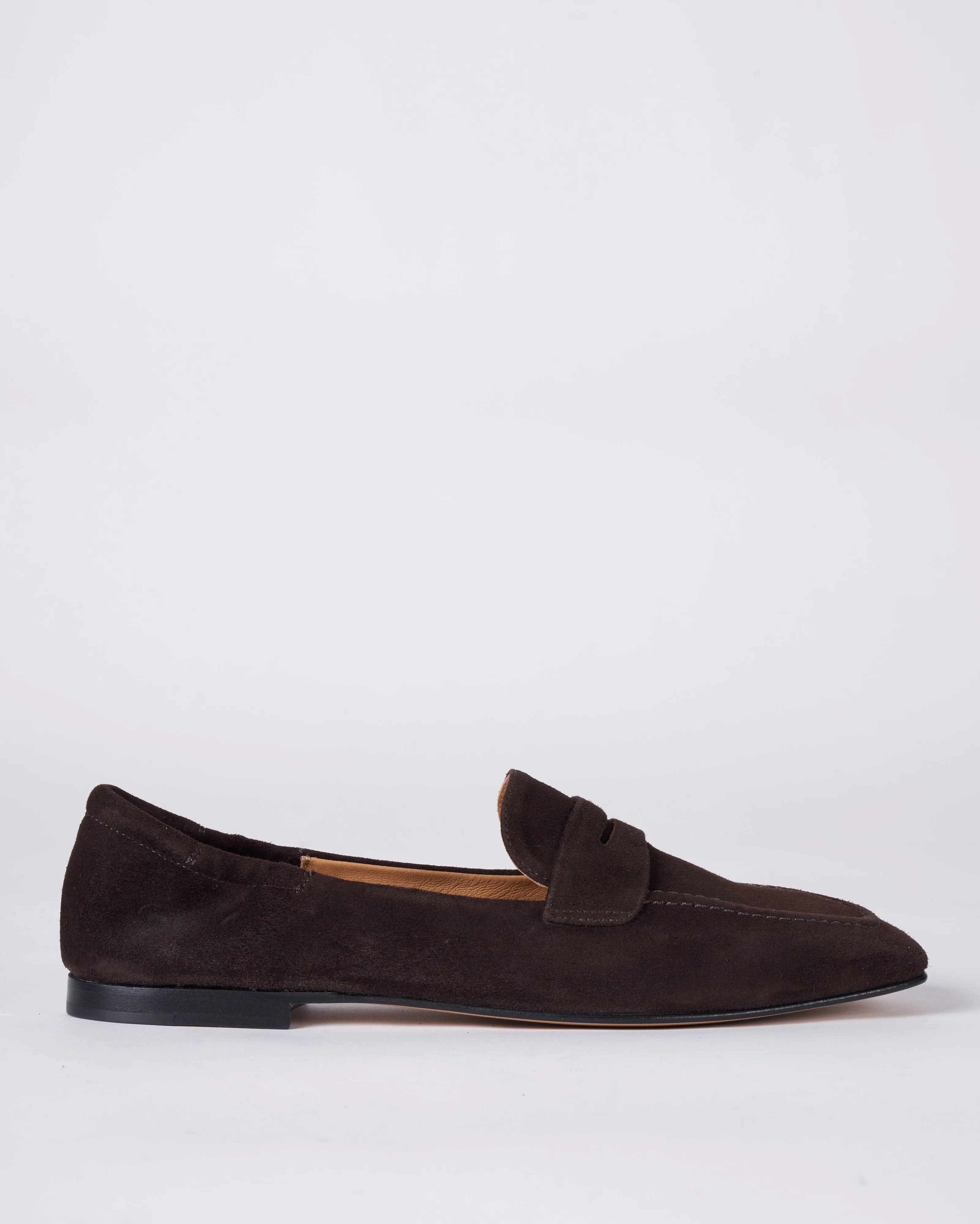 camoscio chocolate - flat loafer - square toe - camoscio chocolate