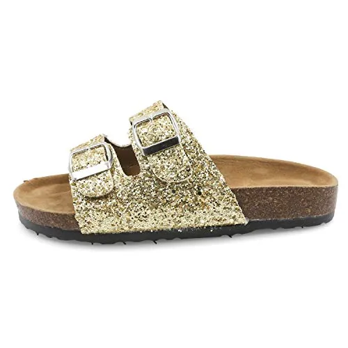 Casual Cork Slide Platform Sandals  (Gold Glitter)