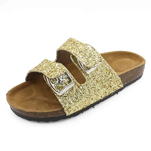 Casual Cork Slide Platform Sandals  (Gold Glitter)