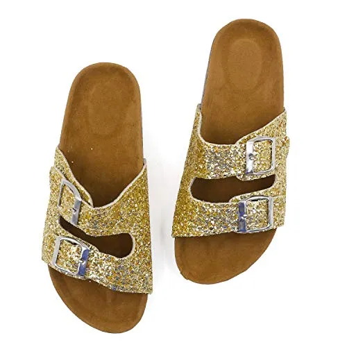Casual Cork Slide Platform Sandals  (Gold Glitter)