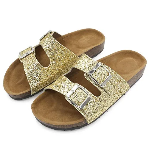 Casual Cork Slide Platform Sandals  (Gold Glitter)