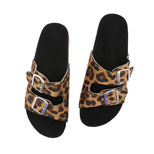 Casual Cork Slide Platform Sandals  (Leopard)