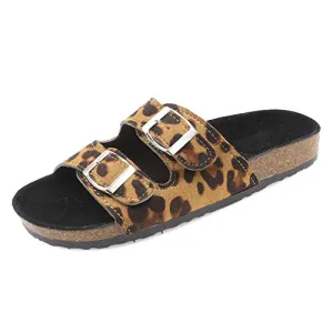 Casual Cork Slide Platform Sandals  (Leopard)