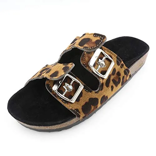 Casual Cork Slide Platform Sandals  (Leopard)