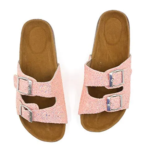Casual Cork Slide Platform Sandals  (Pink Glitter)