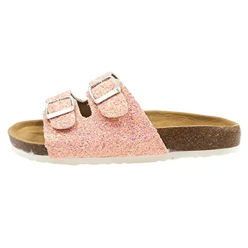Casual Cork Slide Platform Sandals  (Pink Glitter)