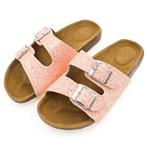 Casual Cork Slide Platform Sandals  (Pink Glitter)