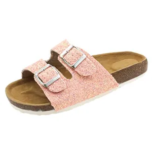 Casual Cork Slide Platform Sandals  (Pink Glitter)