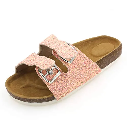 Casual Cork Slide Platform Sandals  (Pink Glitter)
