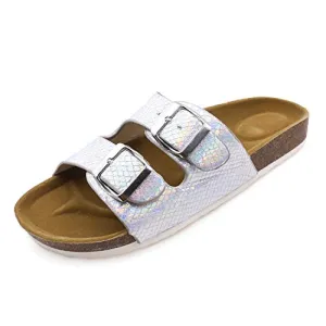 Casual Cork Slide Platform Sandals  (Silver)
