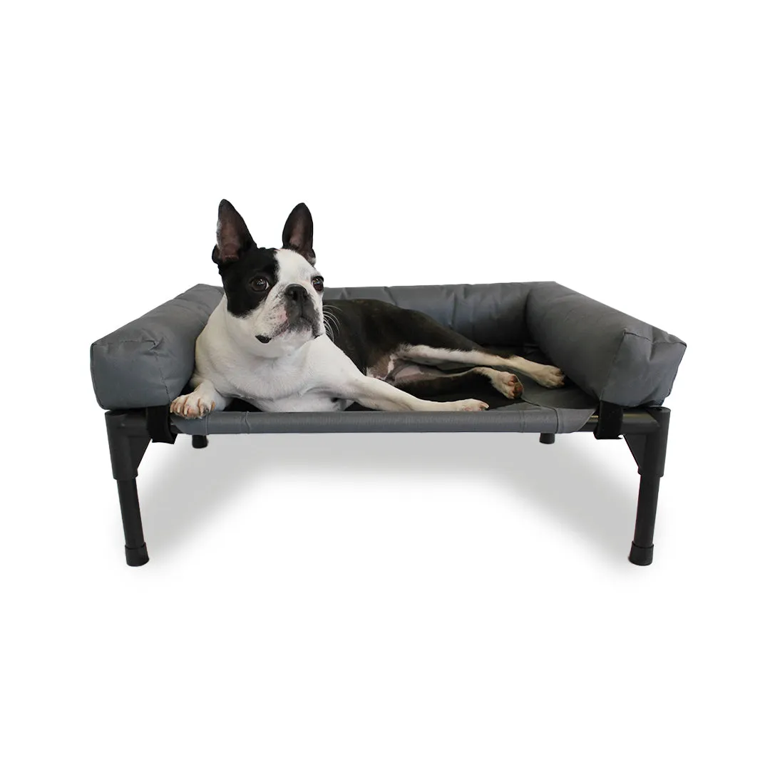 Charlie's Elevated Trampoline Bolster Sofa Dog Bed Grey Large