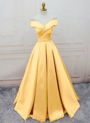 Charming Satin Long Party Dress, Off the Shoulder Formal Dresses