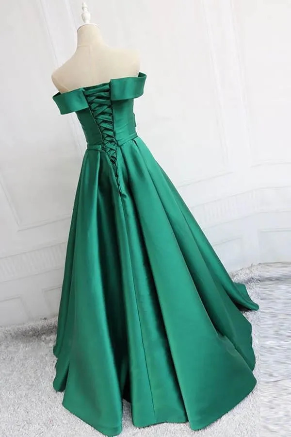Charming Satin Prom Dress Off The Shoulder Lace Up Formal Dress TP1008
