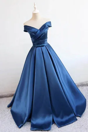 Charming Satin Prom Dress Off The Shoulder Lace Up Formal Dress TP1008
