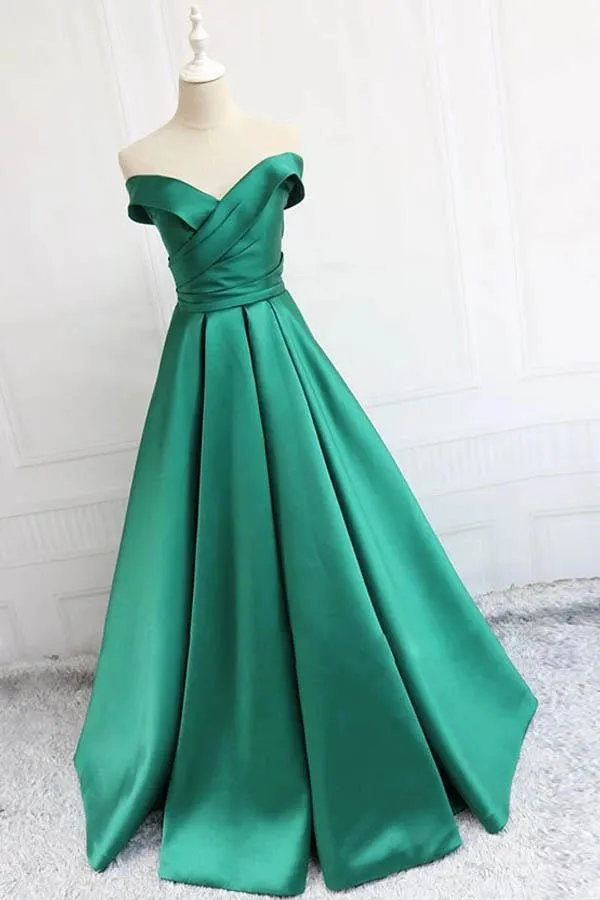 Charming Satin Prom Dress Off The Shoulder Lace Up Formal Dress TP1008
