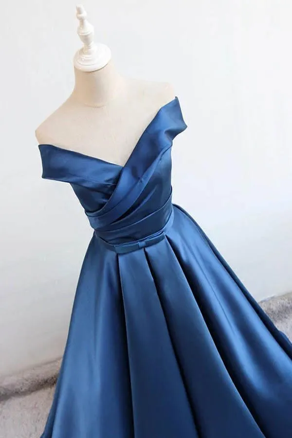Charming Satin Prom Dress Off The Shoulder Lace Up Formal Dress TP1008