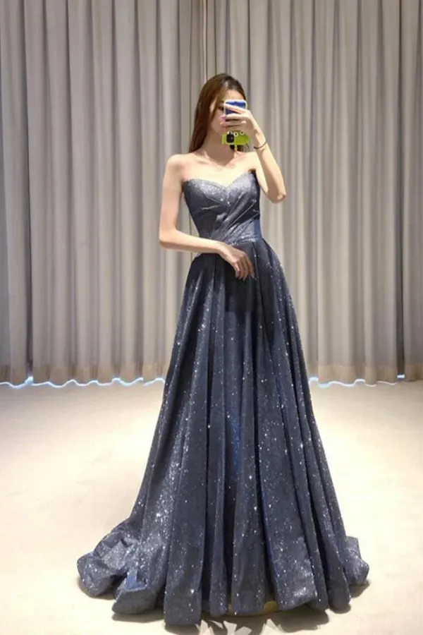 Charming V Neckline Sequins Long Simple Party Dresss, New Shiny Prom Dress Formal Dress APP1011