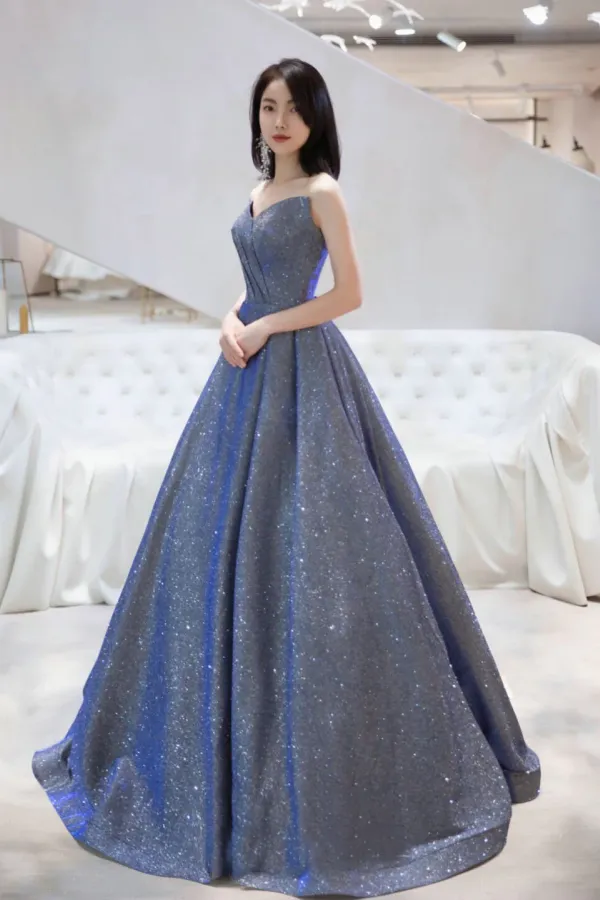 Charming V Neckline Sequins Long Simple Party Dresss, New Shiny Prom Dress Formal Dress APP1011