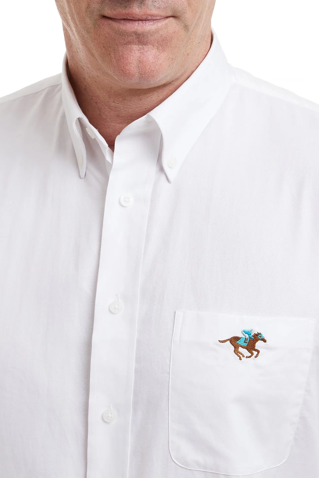 Chase Shirt White Oxford with Single Racing Horse