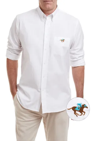 Chase Shirt White Oxford with Single Racing Horse